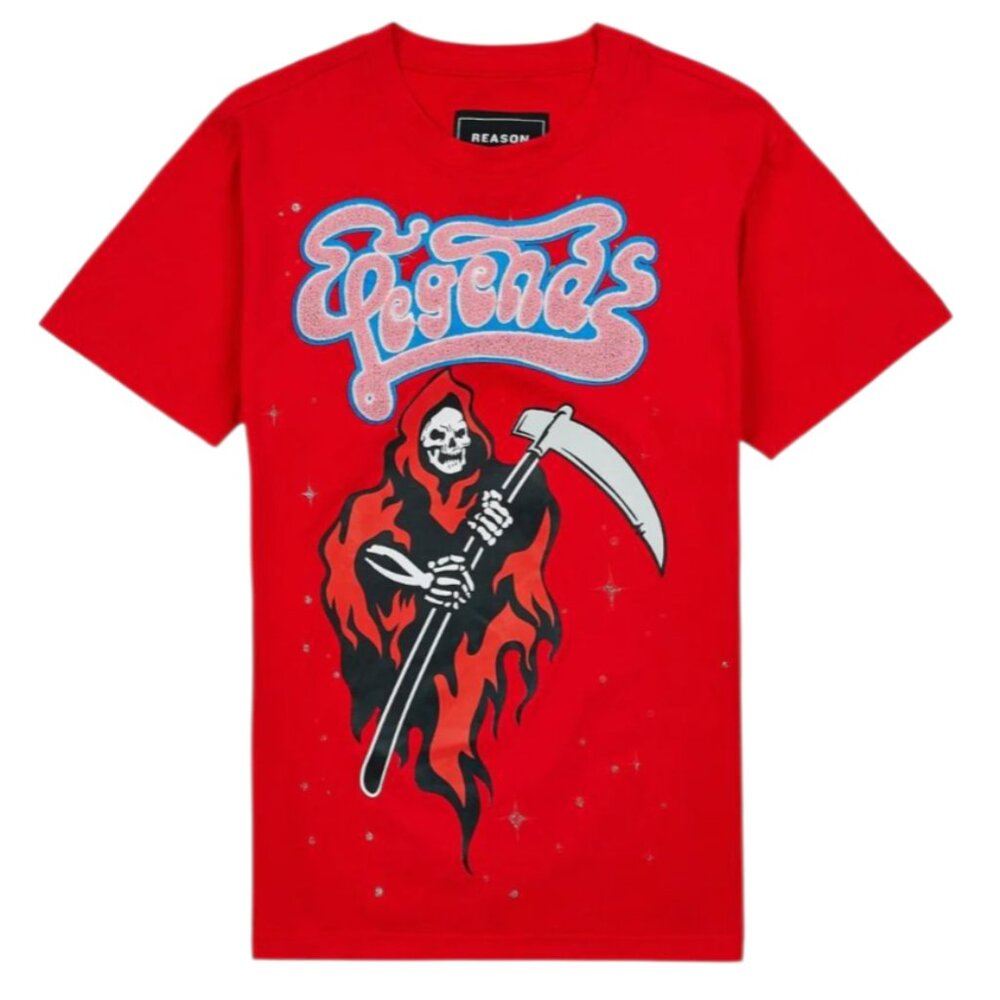 LEGENDS SKULL CHENILLE PATCHED TEE - RED